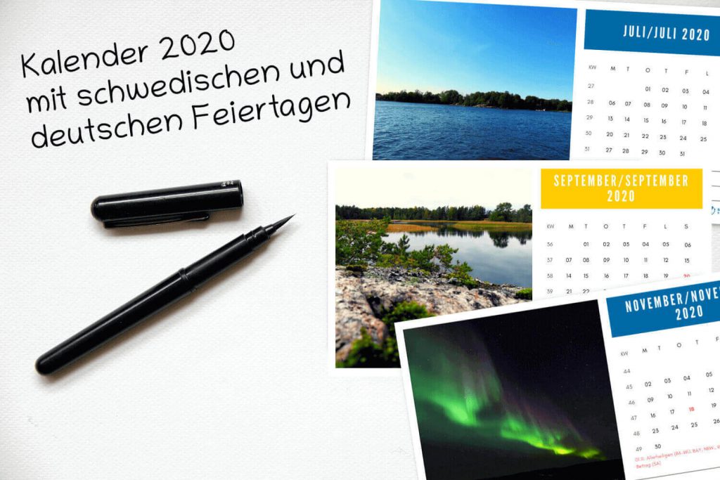 Kalender 2020 mit schwedischen und deutschen Feiertagen - Vorschau