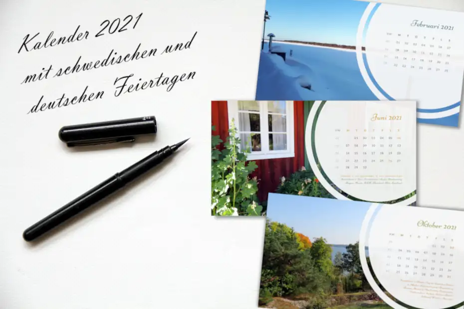 Kalender 2021 mit schwedischen und deutschen Feiertagen - Vorschau