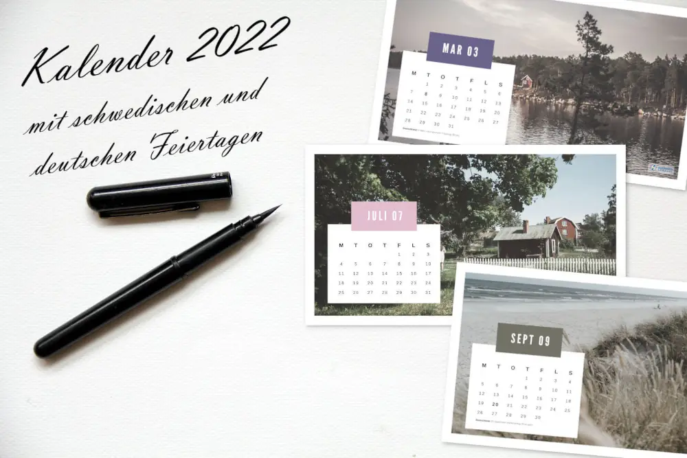Kalender 2022 mit schwedischen und deutschen Feiertagen - Vorschau